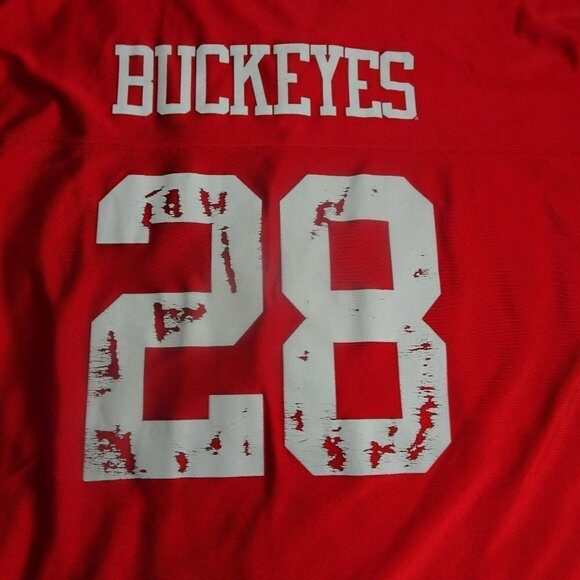 NCAA Ohio State Buckeyes Red Distressed #28 Jersey Size 2XL - Picture 7 of 7